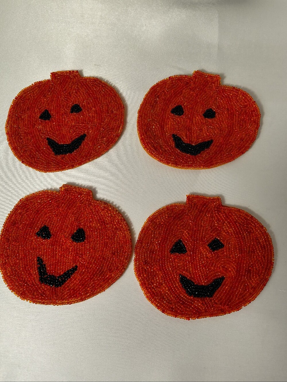 Beaded Pumpkin Patch Coasters - Set of 4